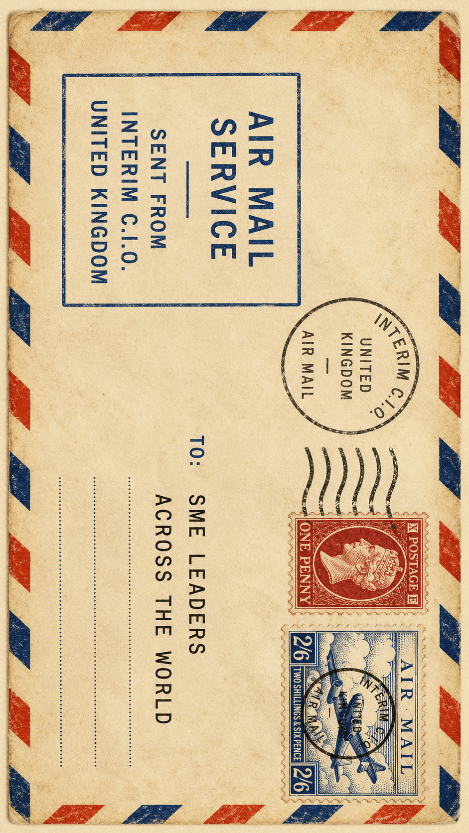 A vintage airmail envelope addressed to SME leaders.
